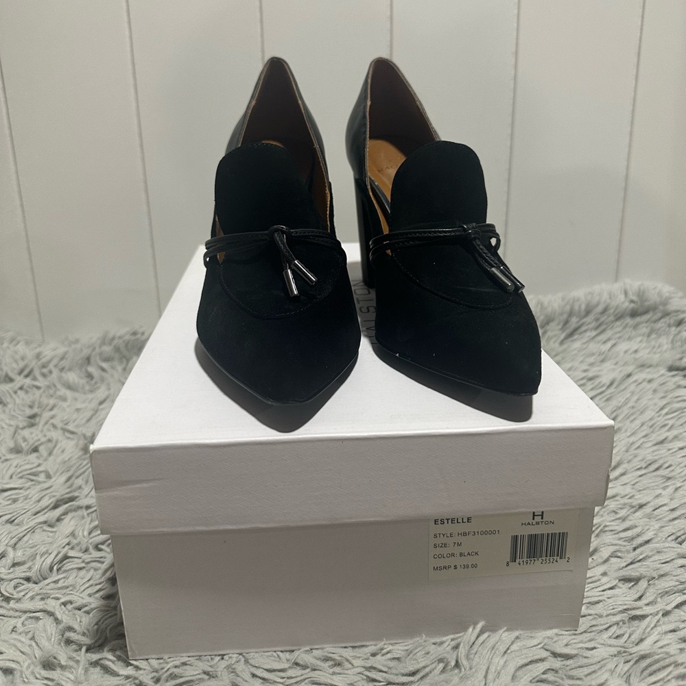 Halston Black Estelle Loafer Women’s High Heels size 7
